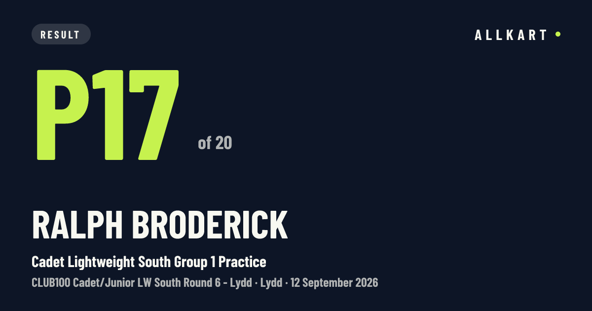 Ralph Broderick: P17 of 20 in Cadet Lightweight South Group 1 Practice at Lydd