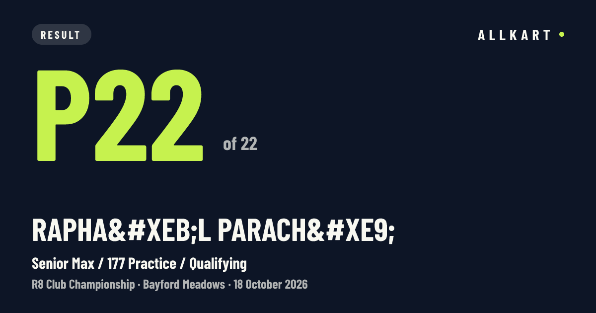 Raphaël Paraché: P22 of 22 in Senior Max / 177 Practice / Qualifying at Bayford Meadows