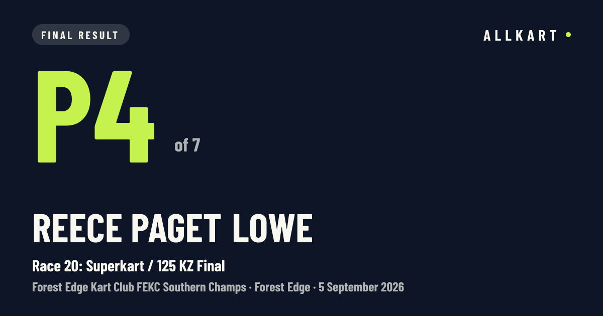 Reece Paget lowe: P4 of 7 in Race 20: Superkart / 125 KZ Final at Forest Edge