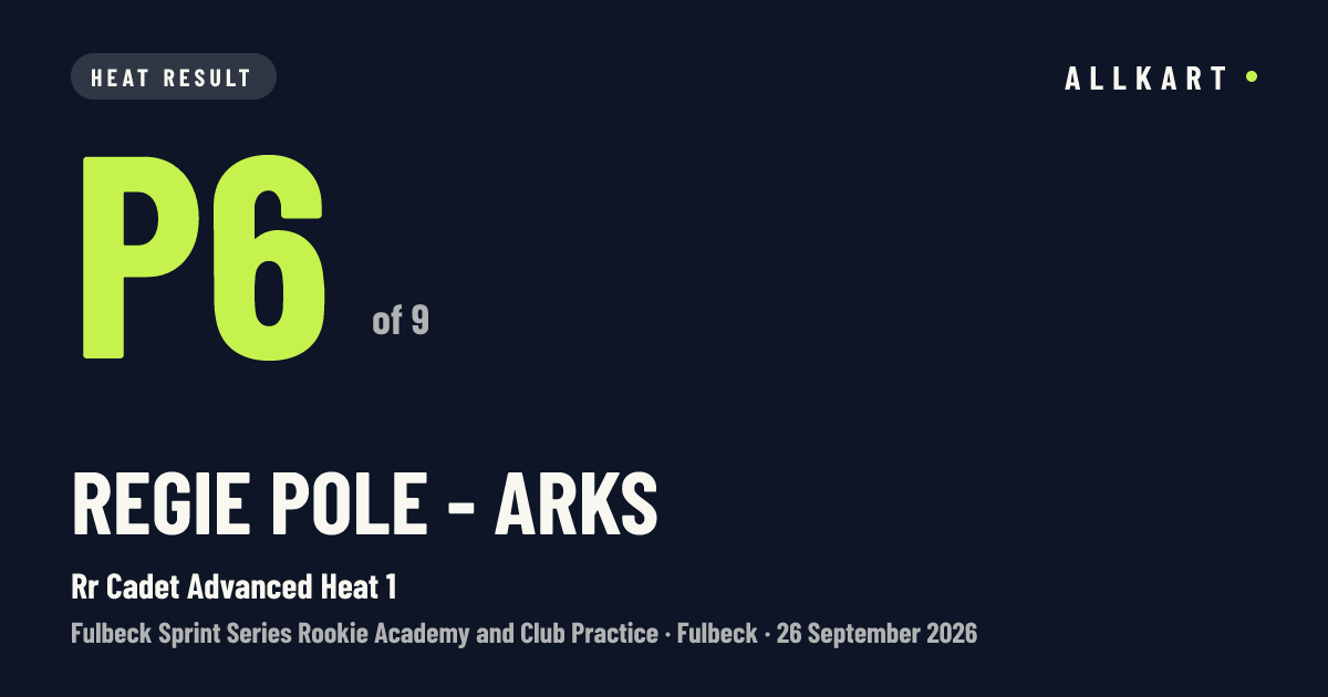 Regie Pole - ARKS: P6 of 9 in Rr Cadet Advanced Heat 1 at Fulbeck