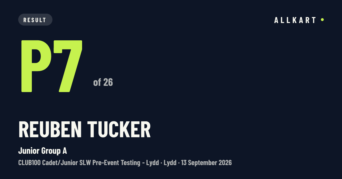Reuben Tucker: P7 of 26 in Junior Group A at Lydd