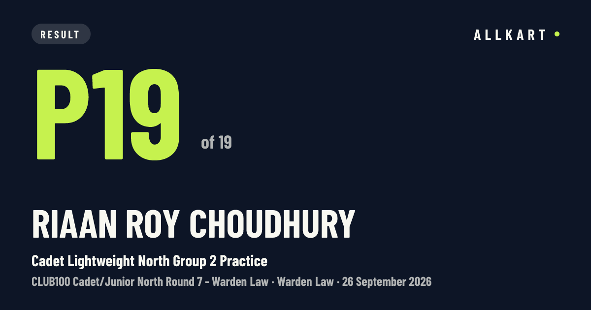 Riaan Roy choudhury: P19 of 19 in Cadet Lightweight North Group 2 Practice at Warden Law