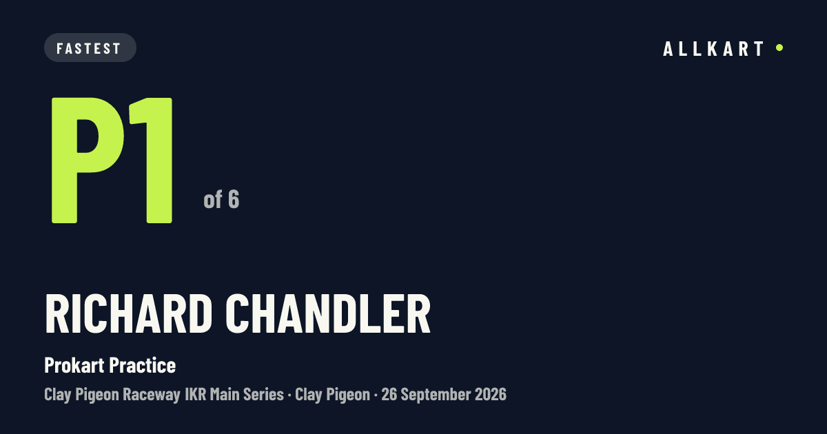Richard Chandler: P1 of 6 in Prokart Practice at Clay Pigeon