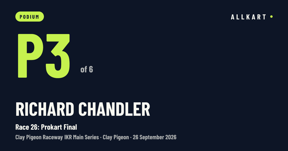 Richard Chandler: P3 of 6 in Race 26: Prokart Final at Clay Pigeon