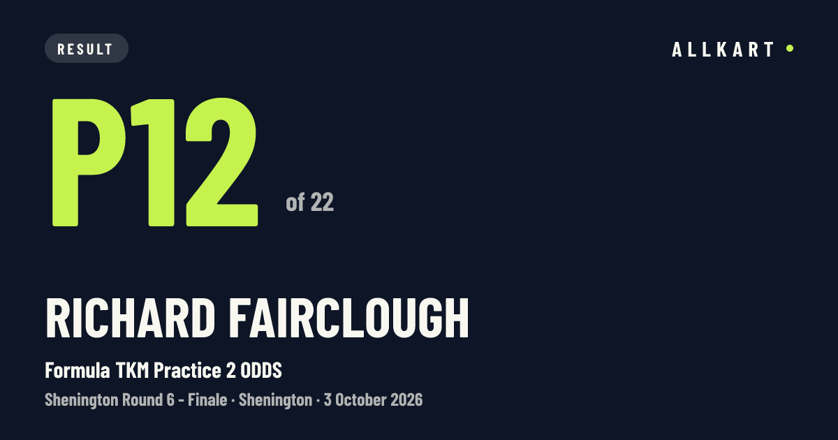Richard Fairclough: P12 of 22 in Formula TKM Practice 2 ODDS at Shenington
