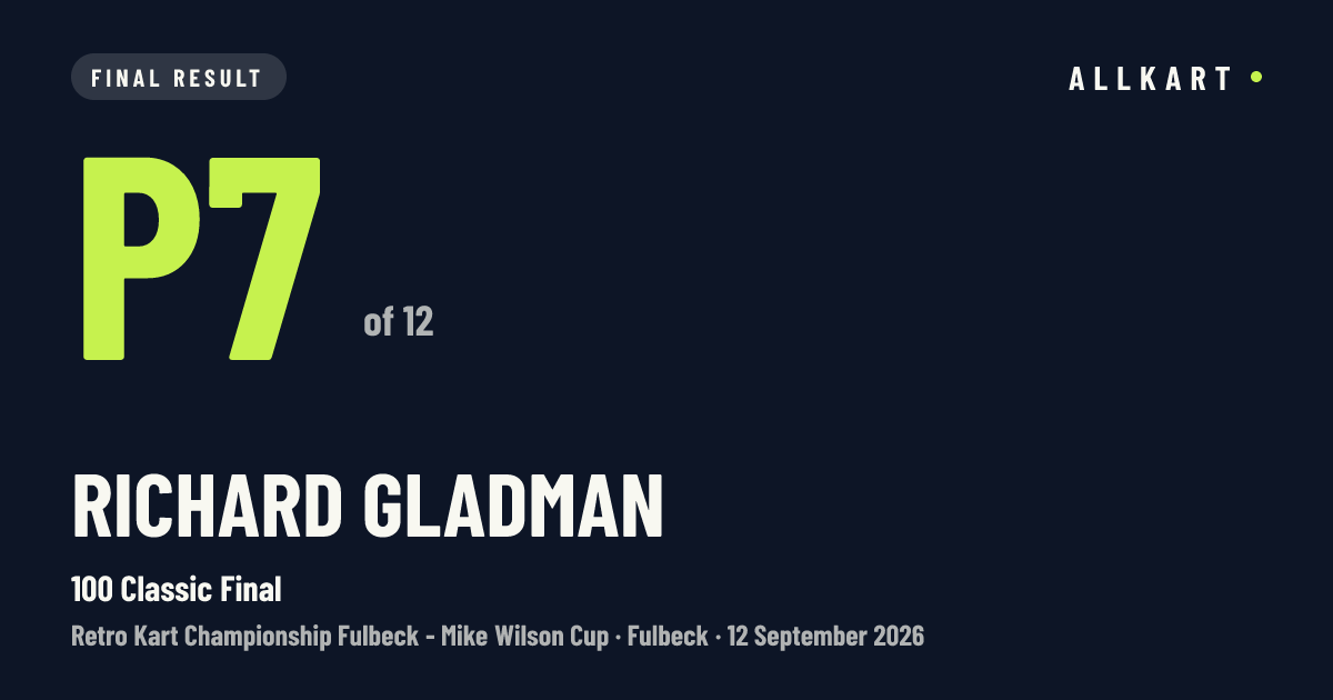 Richard Gladman: P7 of 12 in 100 Classic Final at Fulbeck