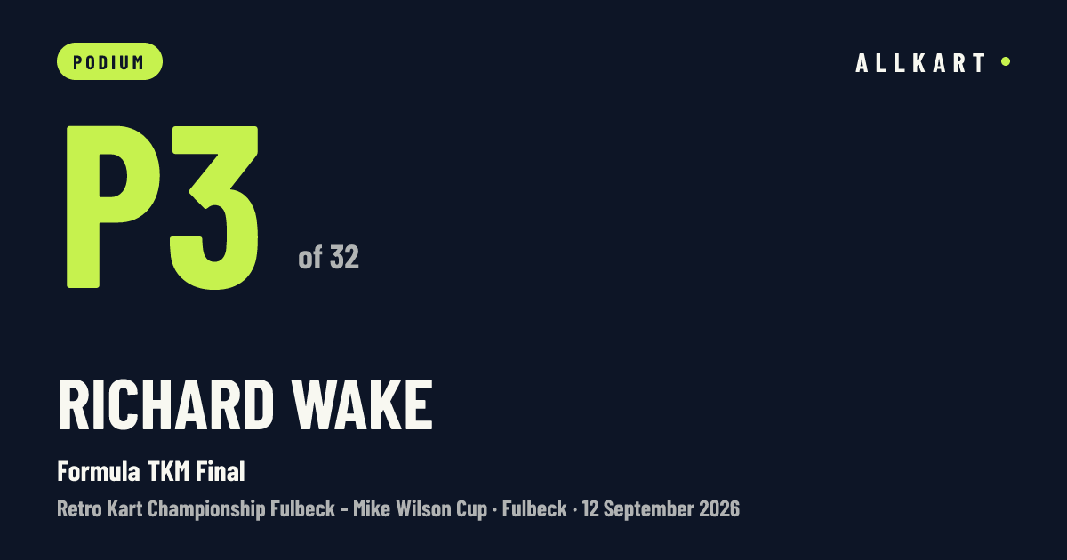 Richard Wake: P3 of 32 in Formula TKM Final at Fulbeck