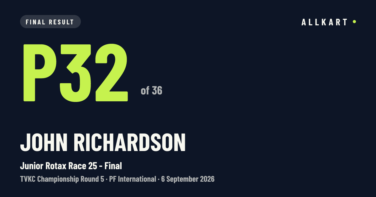John Richardson: P32 of 36 in Junior Rotax Race 25 - Final at PF International