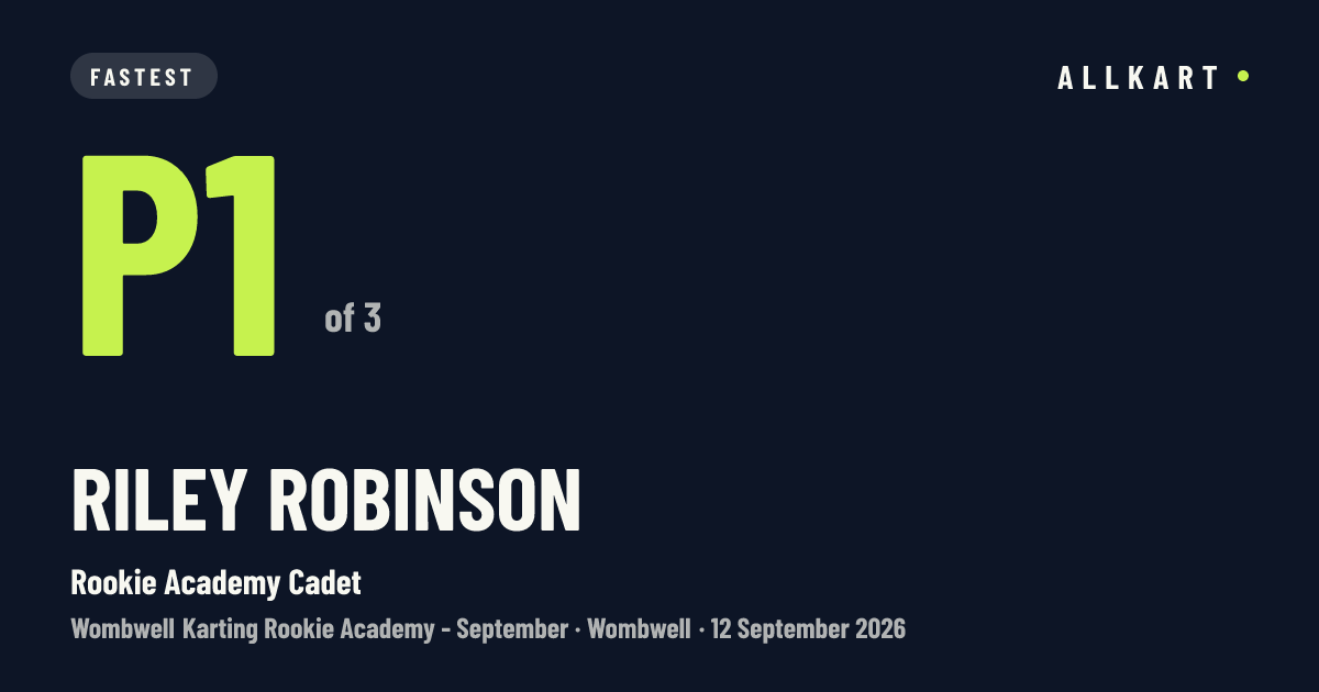 Riley Robinson: P1 of 3 in Rookie Academy Cadet at Wombwell