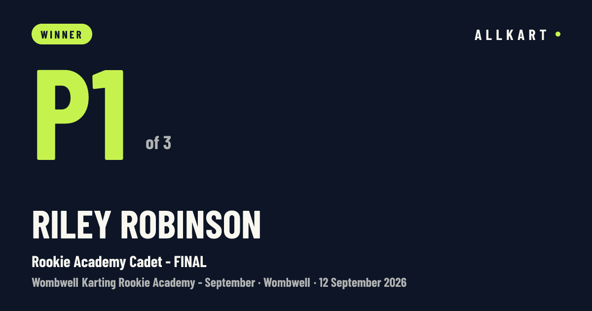 Riley Robinson: P1 of 3 in Rookie Academy Cadet - FINAL at Wombwell