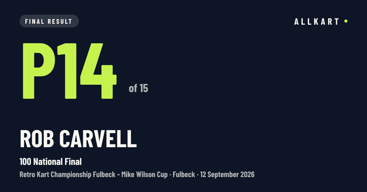 Rob Carvell: P14 of 15 in 100 National Final at Fulbeck
