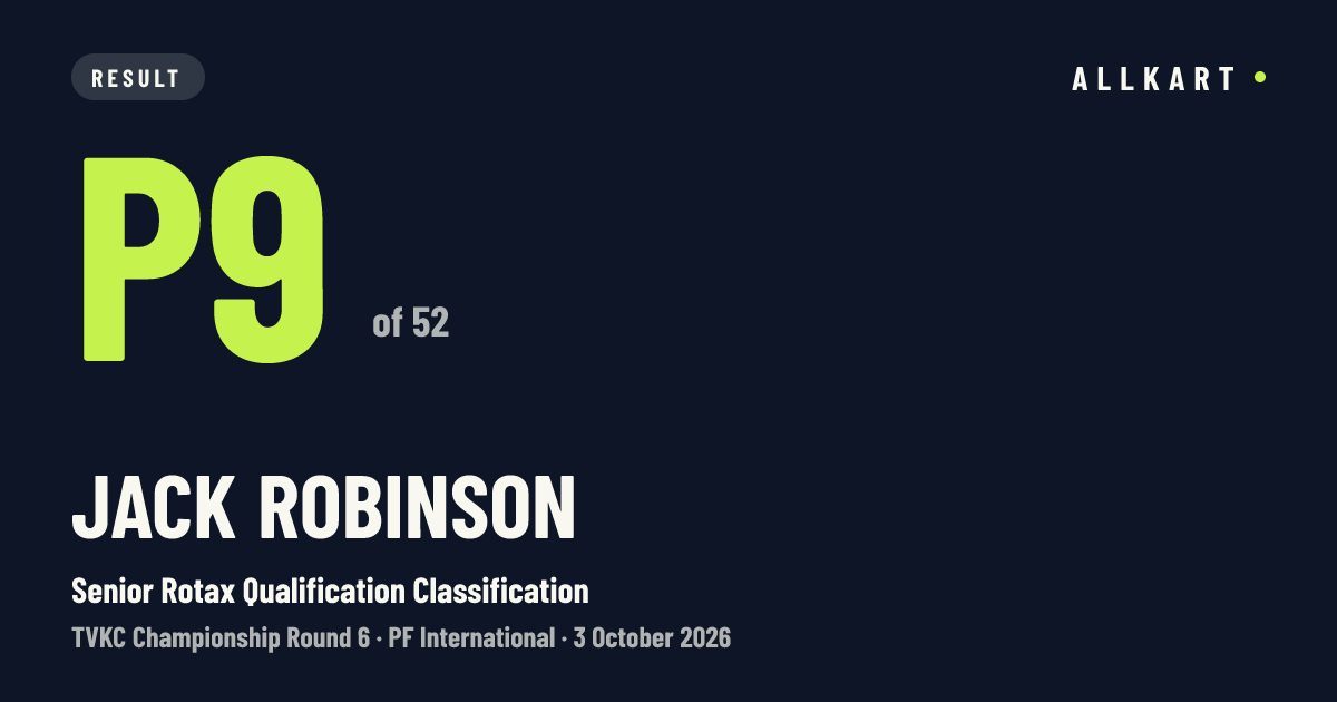 Jack Robinson: P9 of 52 in Senior Rotax Qualification Classification at PF International