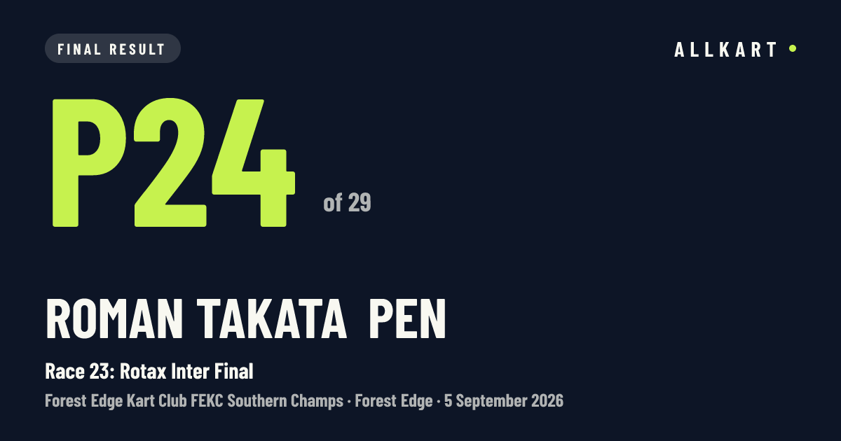 Roman Takata pen: P24 of 29 in Race 23: Rotax Inter Final at Forest Edge