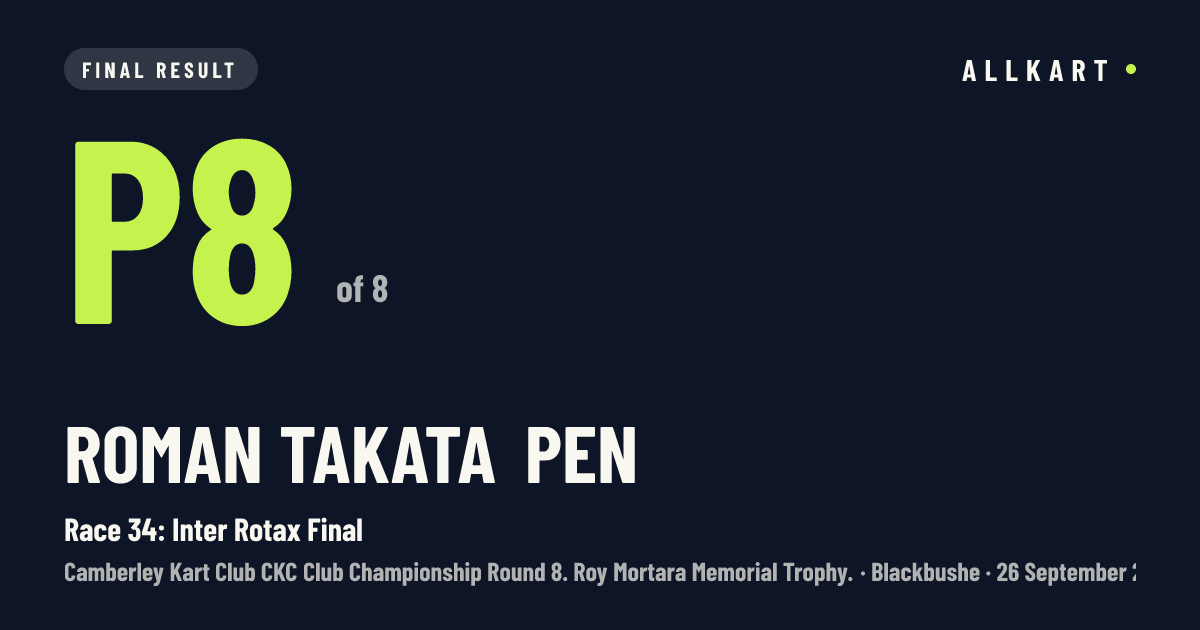 Roman Takata pen: P8 of 8 in Race 34: Inter Rotax Final at Blackbushe