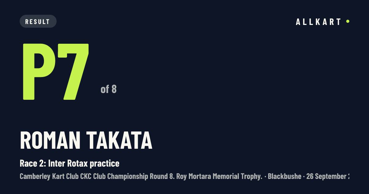 Roman Takata: P7 of 8 in Race 2: Inter Rotax practice at Blackbushe
