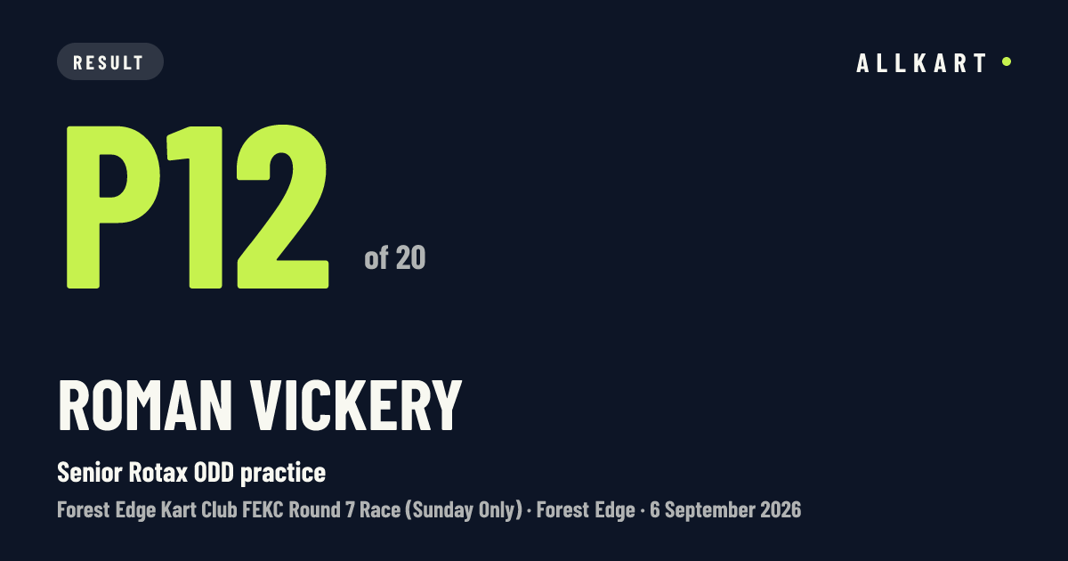 Roman Vickery: P12 of 20 in Senior Rotax ODD practice at Forest Edge