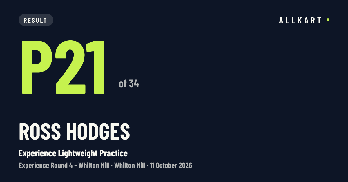 Ross Hodges: P21 of 34 in Experience Lightweight Practice at Whilton Mill