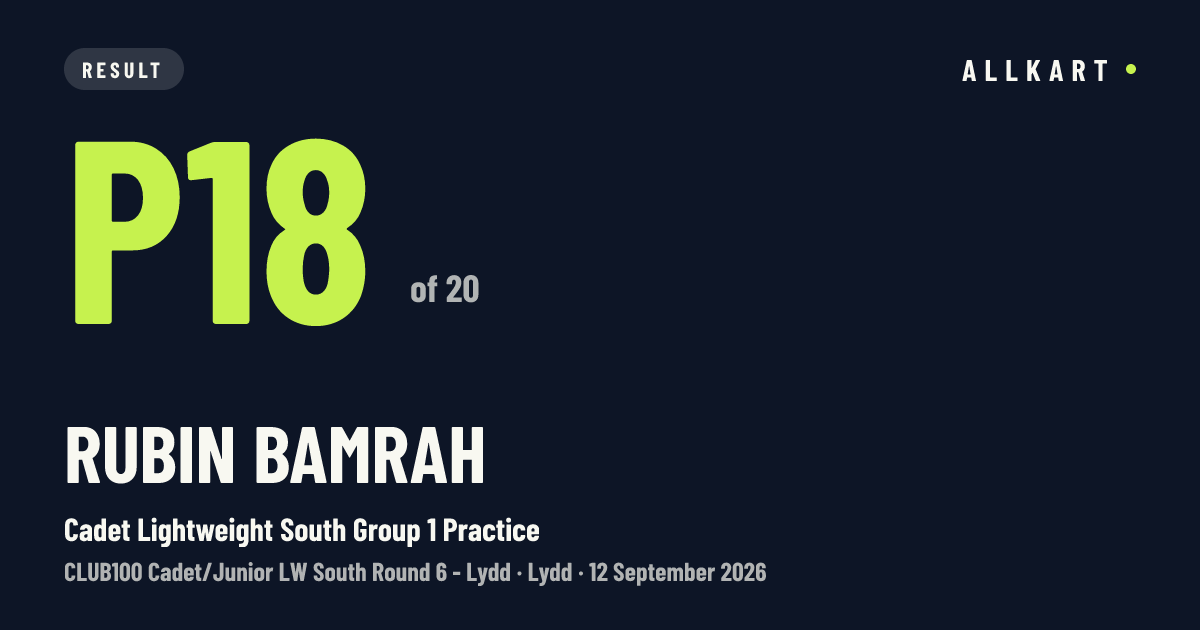 Rubin Bamrah: P18 of 20 in Cadet Lightweight South Group 1 Practice at Lydd