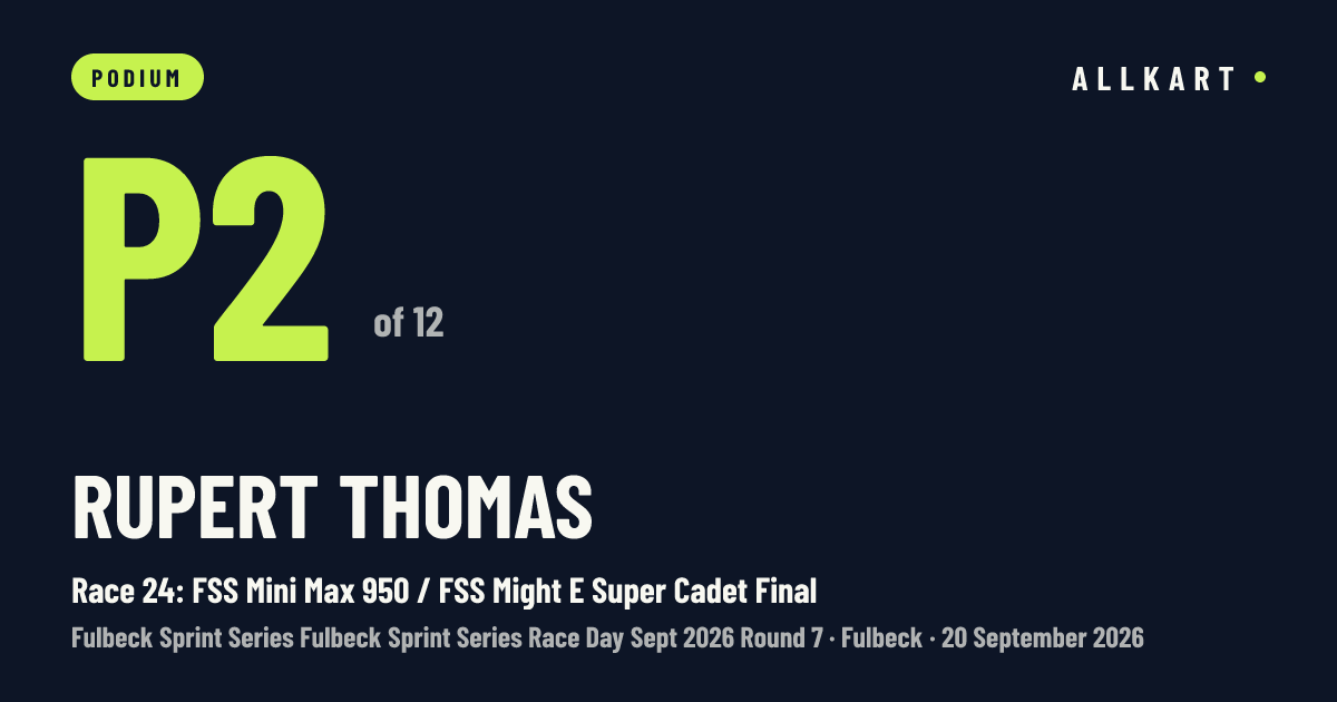 Rupert THOMAS: P2 of 12 in Race 24: FSS Mini Max 950 / FSS Might E Super Cadet Final at Fulbeck