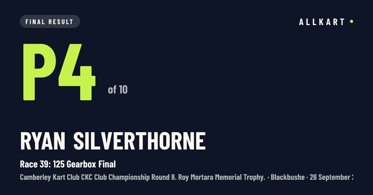 Ryan Silverthorne: P4 of 10 in Race 39: 125 Gearbox Final at Blackbushe
