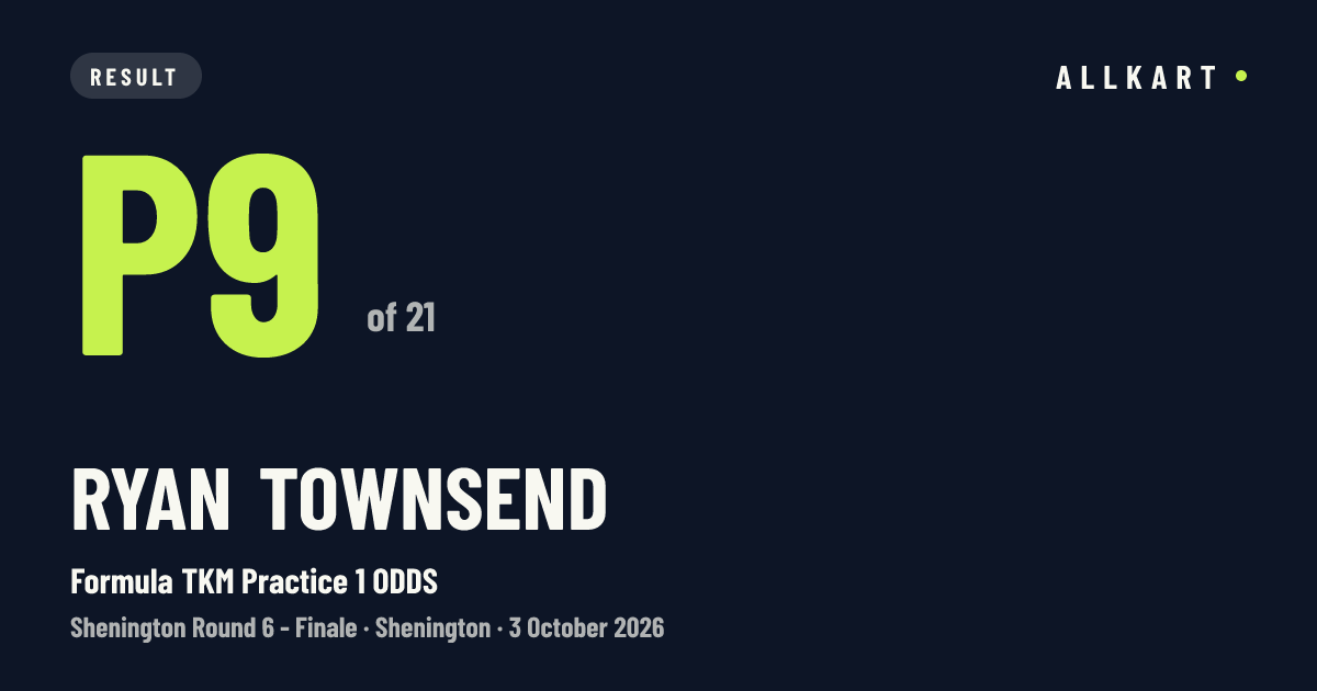 Ryan Townsend: P9 of 21 in Formula TKM Practice 1 ODDS at Shenington