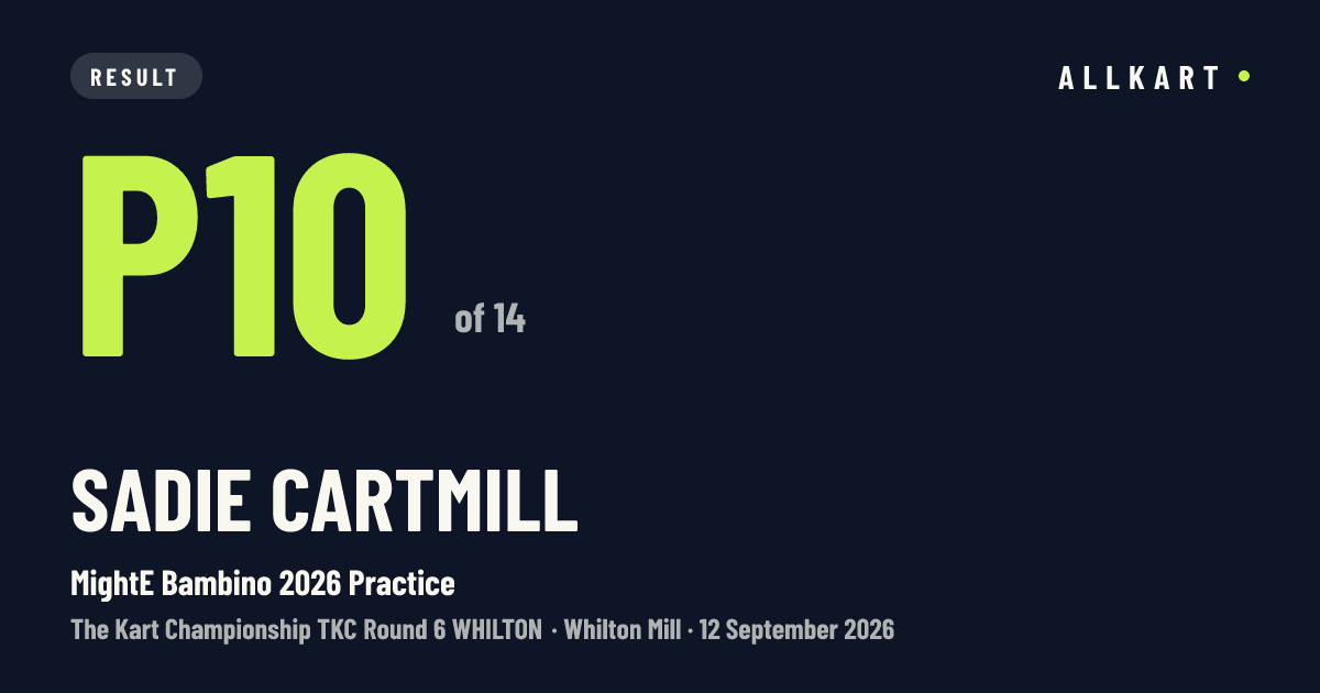 Sadie Cartmill: P10 of 14 in MightE Bambino 2026 Practice at Whilton Mill