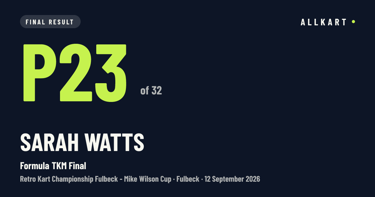 Sarah Watts: P23 of 32 in Formula TKM Final at Fulbeck