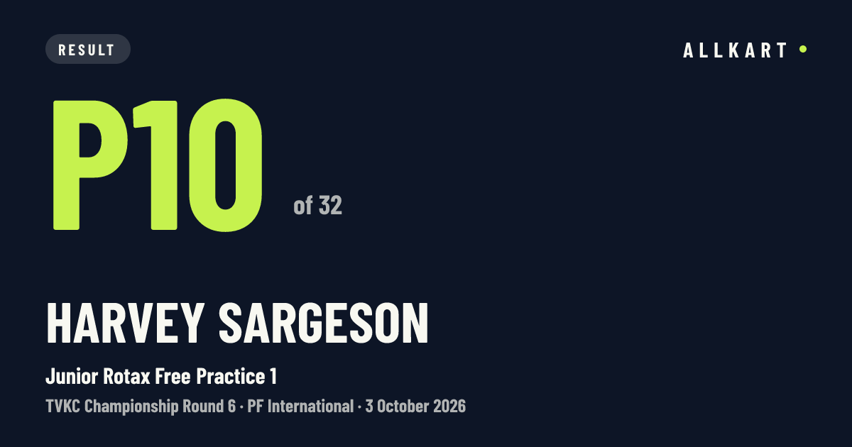 Harvey Sargeson: P10 of 32 in Junior Rotax Free Practice 1 at PF International