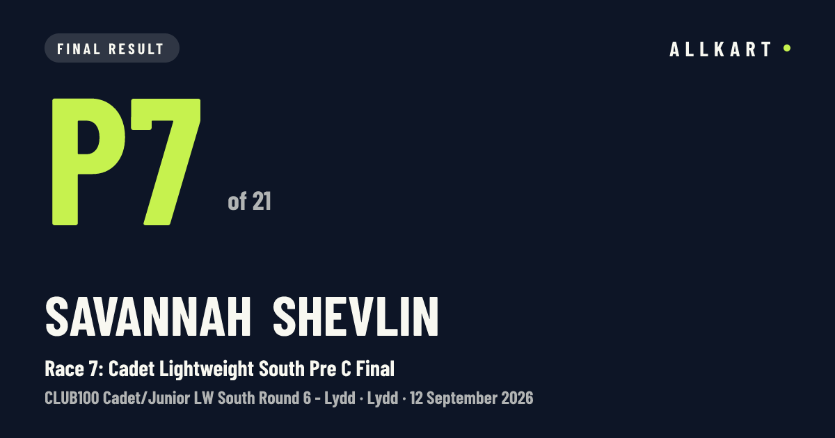 Savannah Shevlin: P7 of 21 in Race 7: Cadet Lightweight South Pre C Final at Lydd