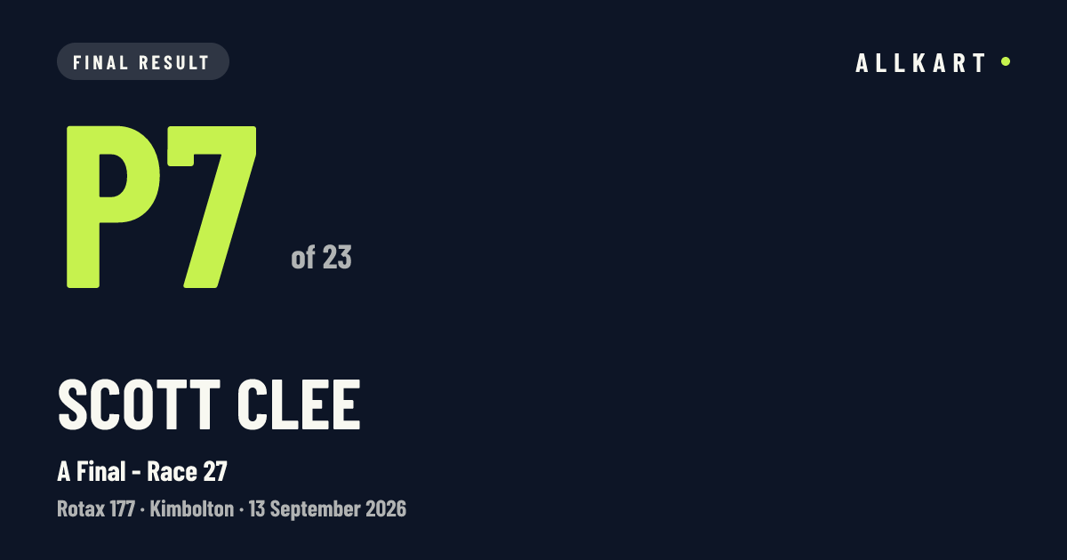 Scott CLEE: P7 of 23 in A Final - Race 27 at Kimbolton