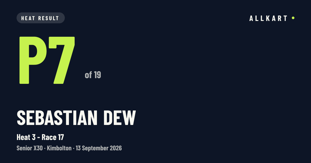 Sebastian DEW: P7 of 19 in Heat 3 - Race 17 at Kimbolton