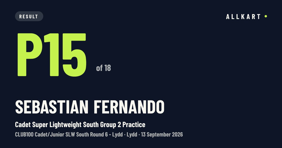 Sebastian Fernando: P15 of 18 in Cadet Super Lightweight South Group 2 Practice at Lydd