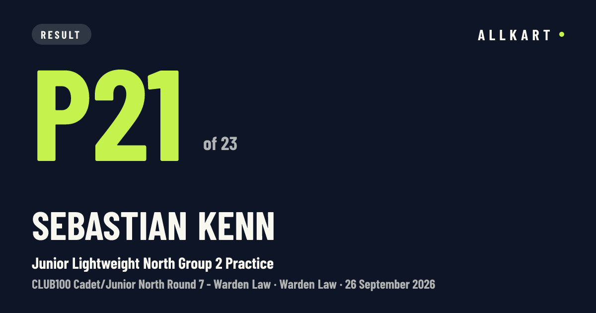 Sebastian Kenn: P21 of 23 in Junior Lightweight North Group 2 Practice at Warden Law