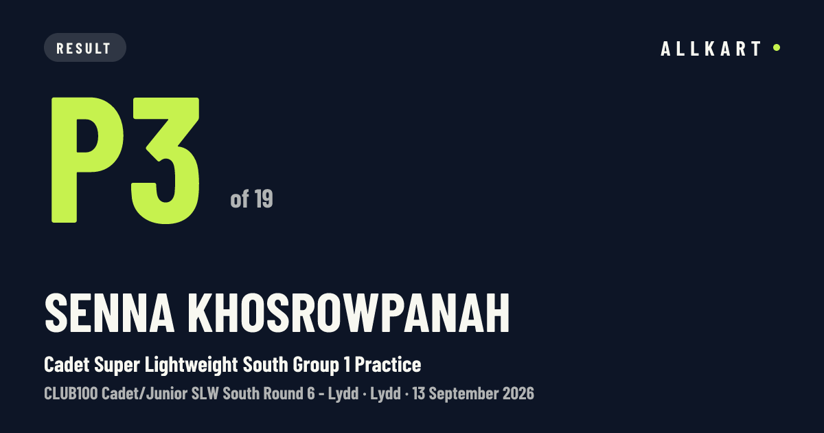 Senna Khosrowpanah: P3 of 19 in Cadet Super Lightweight South Group 1 Practice at Lydd
