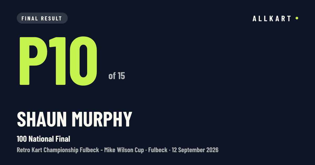 Shaun Murphy: P10 of 15 in 100 National Final at Fulbeck