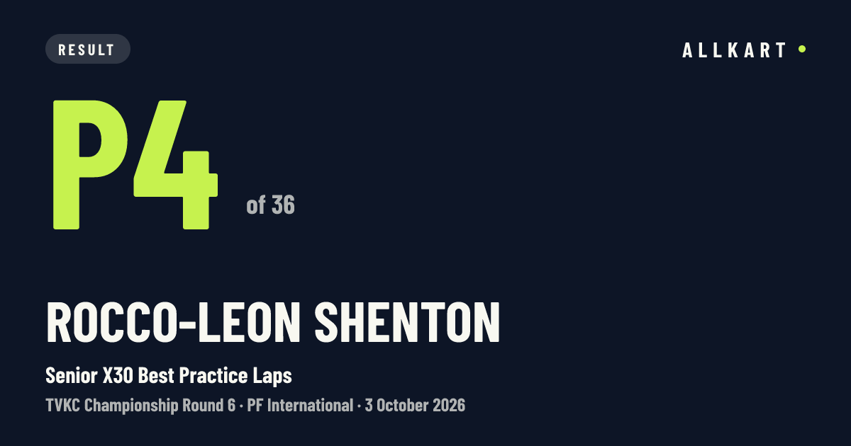 Rocco-Leon Shenton: P4 of 36 in Senior X30 Best Practice Laps at PF International