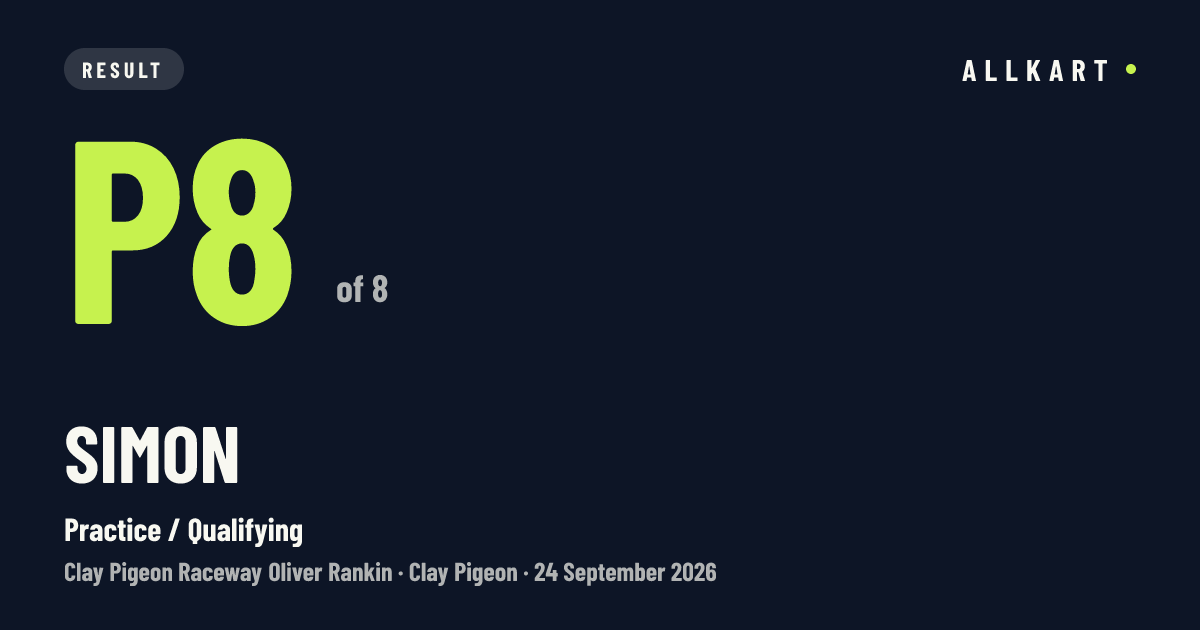 Simon: P8 of 8 in Practice / Qualifying at Clay Pigeon