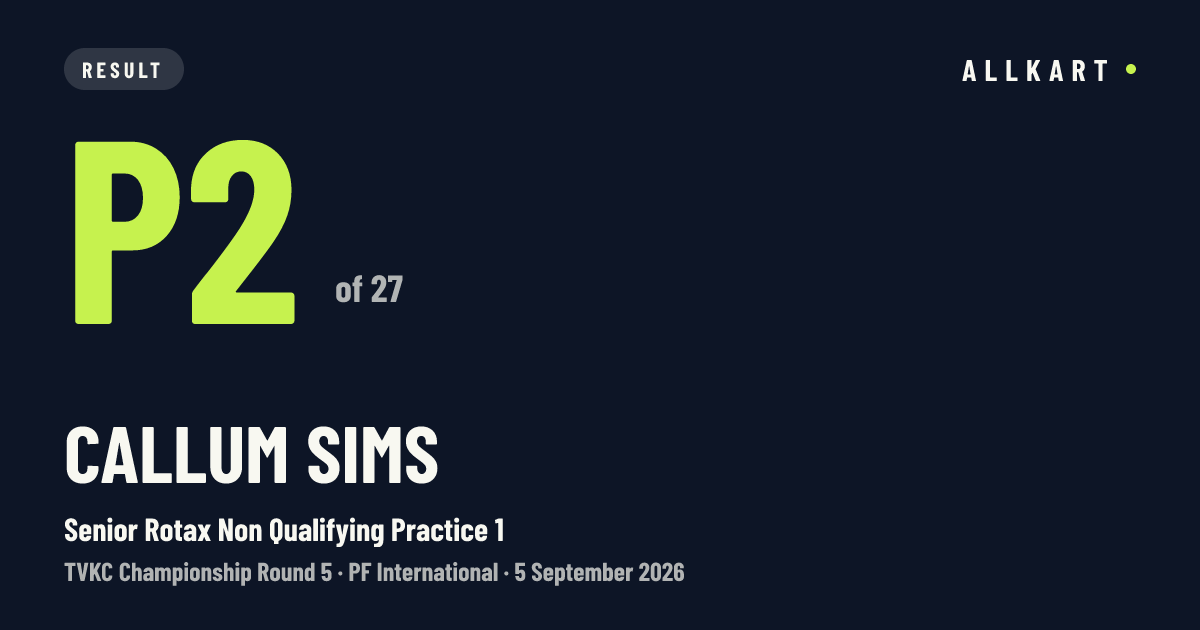 Callum Sims: P2 of 27 in Senior Rotax Non Qualifying Practice 1 at PF International