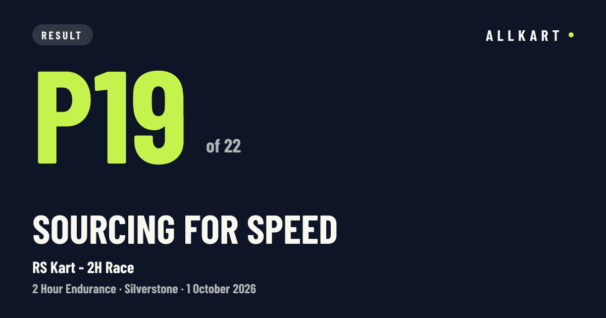 Sourcing For Speed: P19 of 22 in RS Kart - 2H Race at Silverstone