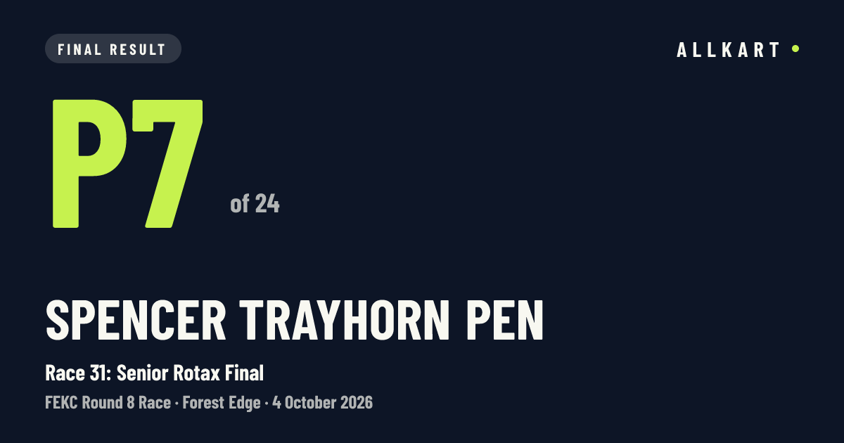 Spencer Trayhorn pen: P7 of 24 in Race 31: Senior Rotax Final at Forest Edge