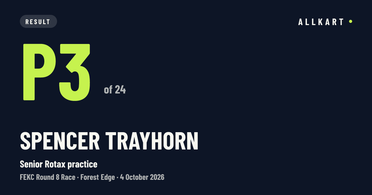 Spencer Trayhorn: P3 of 24 in Senior Rotax practice at Forest Edge