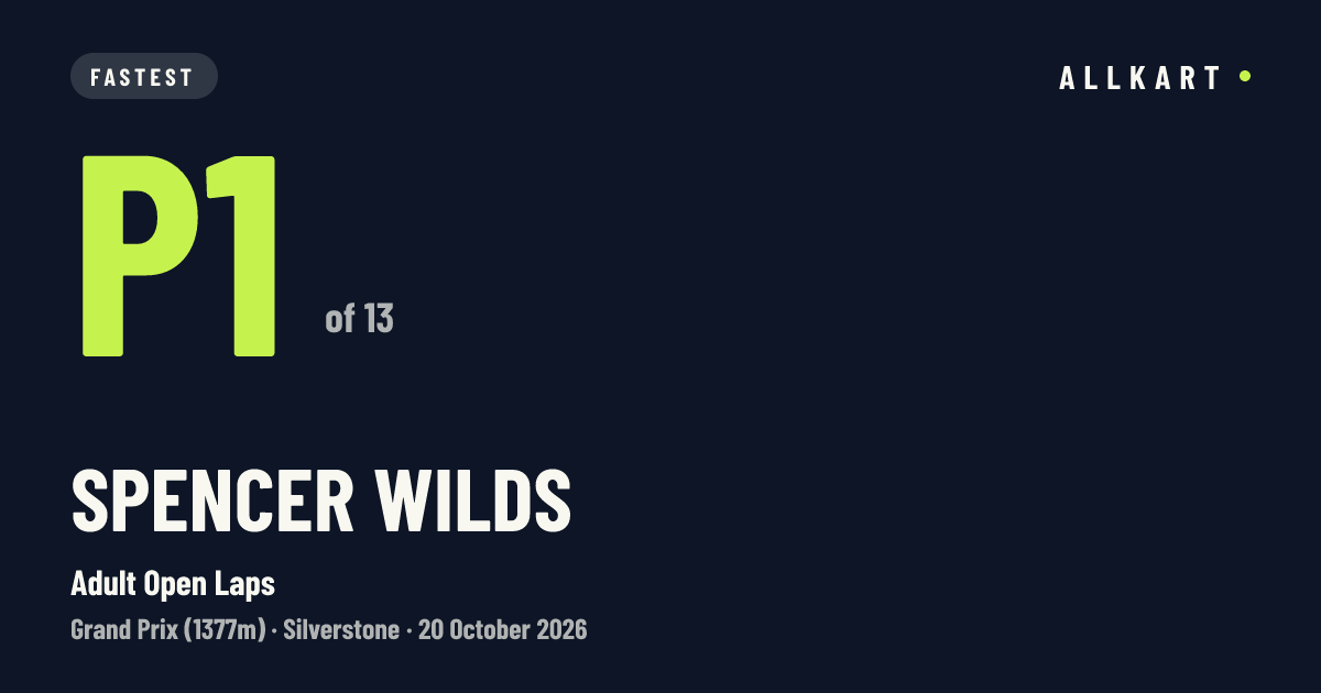 Spencer Wilds: P1 of 13 in Adult Open Laps at Silverstone