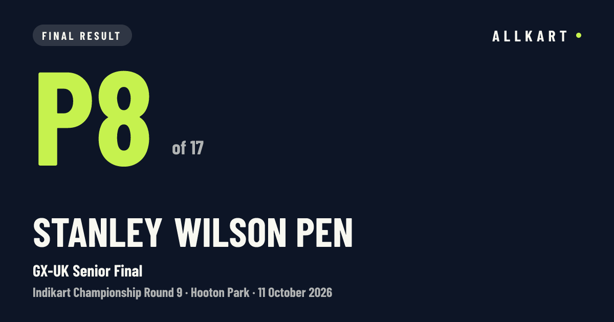 Stanley Wilson pen: P8 of 17 in GX-UK Senior Final at Hooton Park