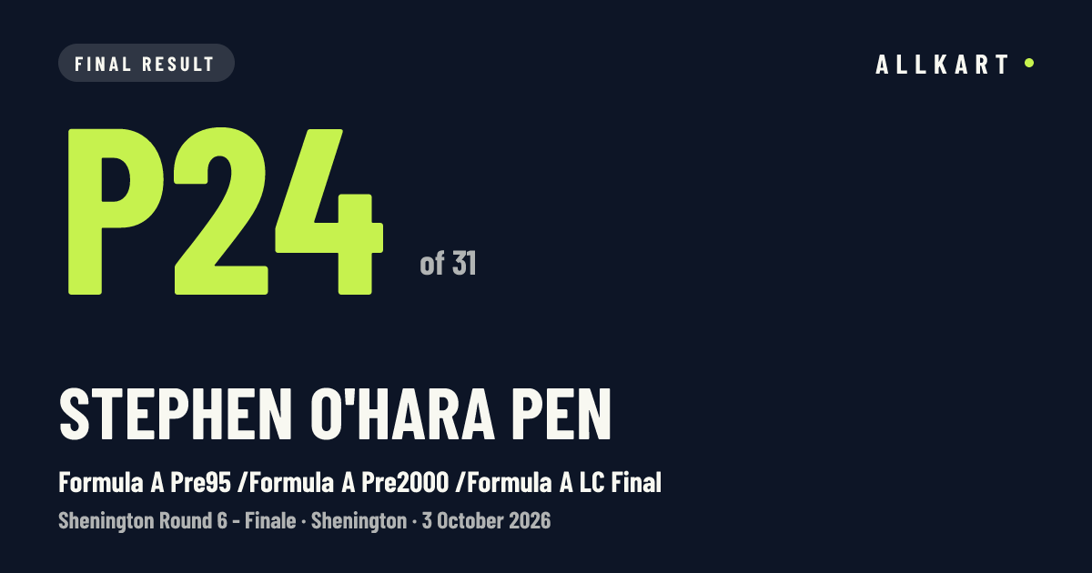 STEPHEN O'HARA pen: P24 of 31 in Formula A Pre95 /Formula A Pre2000 /Formula A LC Final at Shenington