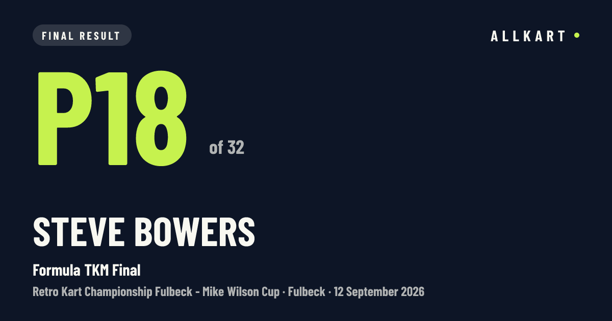 Steve Bowers: P18 of 32 in Formula TKM Final at Fulbeck