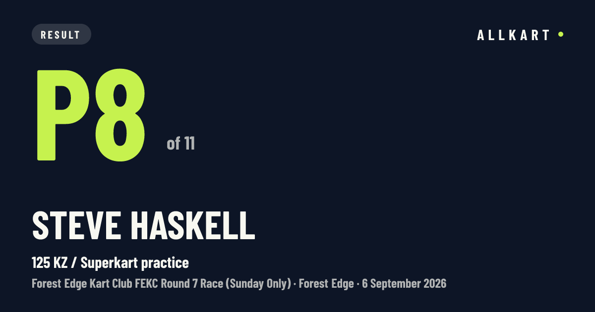 Steve Haskell: P8 of 11 in 125 KZ / Superkart practice at Forest Edge