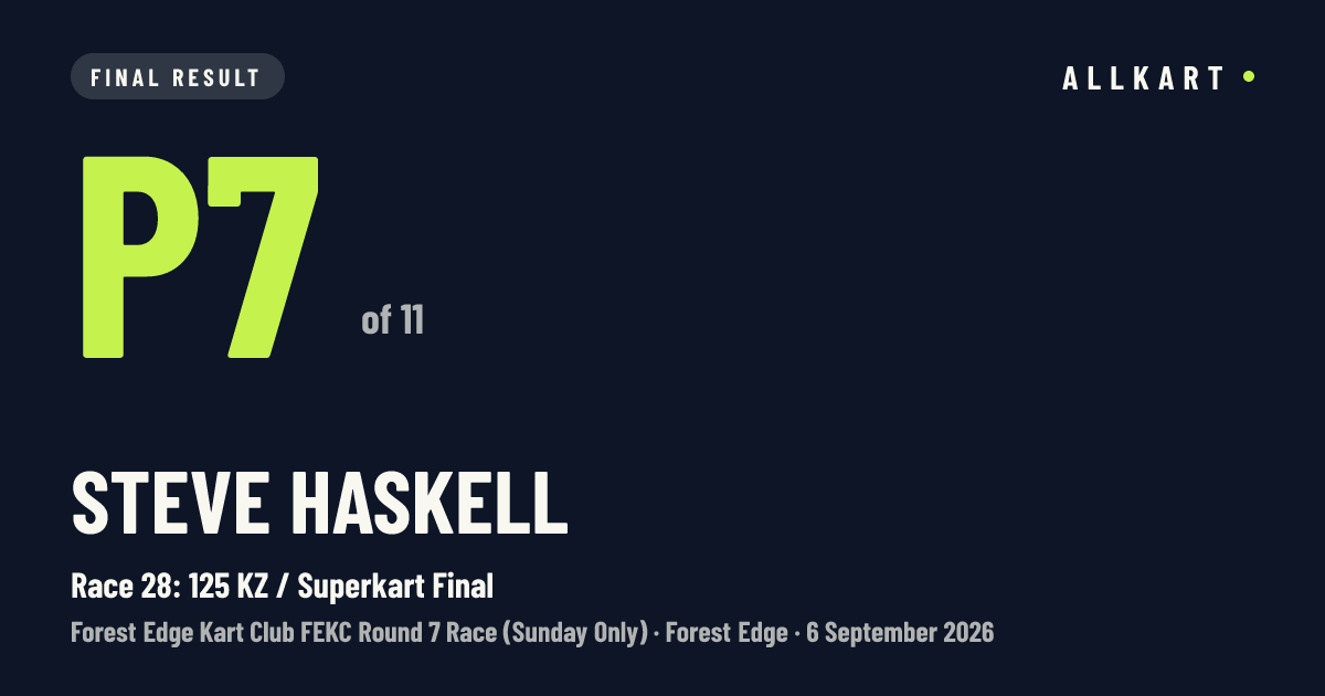 Steve Haskell: P7 of 11 in Race 28: 125 KZ / Superkart Final at Forest Edge