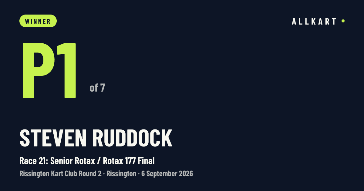 Steven Ruddock: P1 of 7 in Race 21: Senior Rotax / Rotax 177 Final at Rissington
