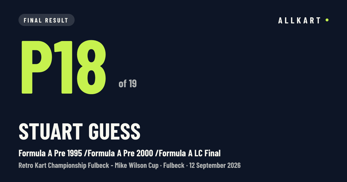 Stuart Guess: P18 of 19 in Formula A Pre 1995 /Formula A Pre 2000 /Formula A LC Final at Fulbeck