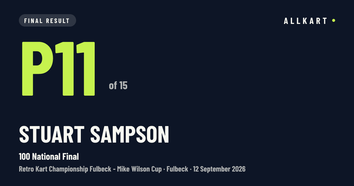 Stuart Sampson: P11 of 15 in 100 National Final at Fulbeck